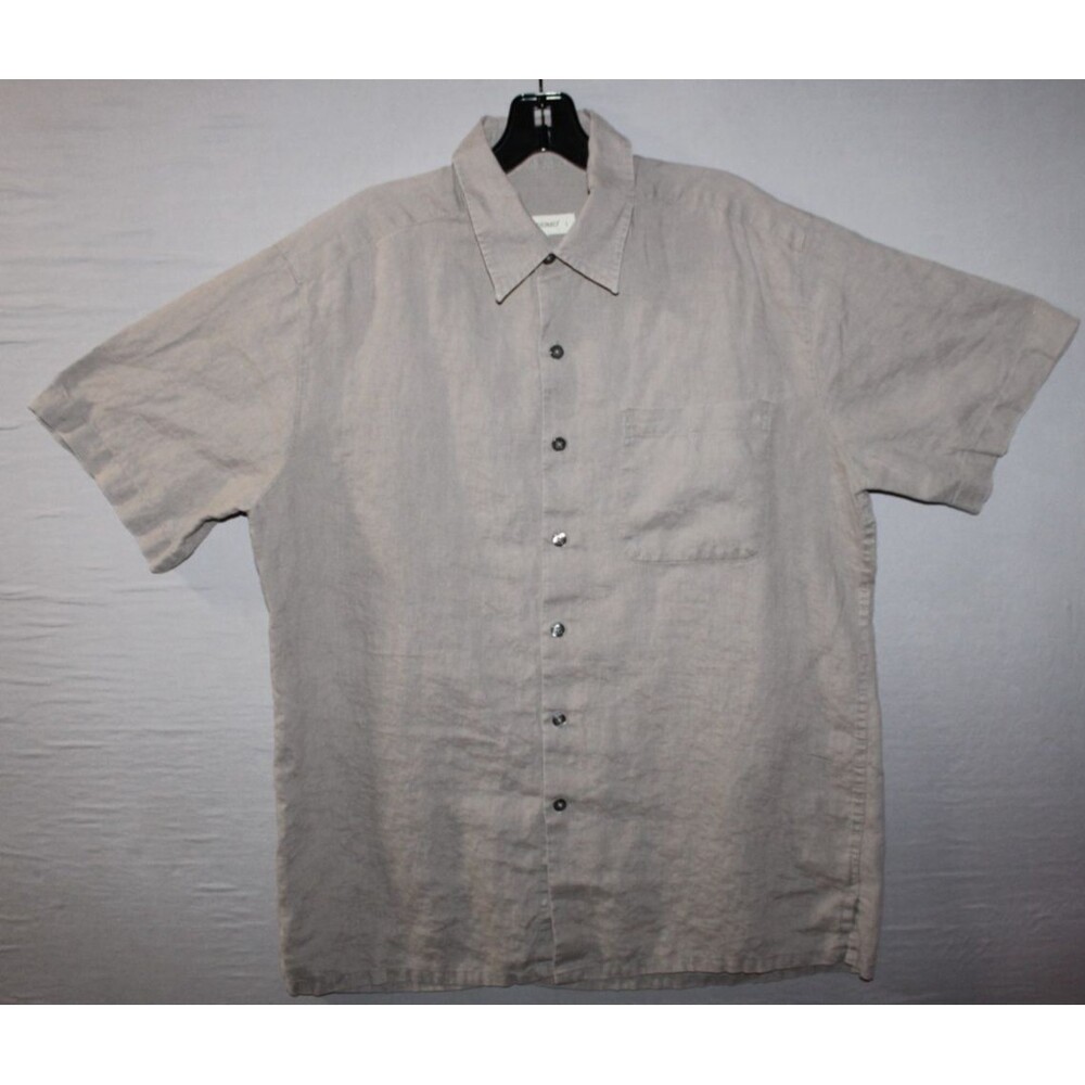 Pronto Uomo Men’s Shirt Size Large Gray Short Sleeve Button Front Casual Linen